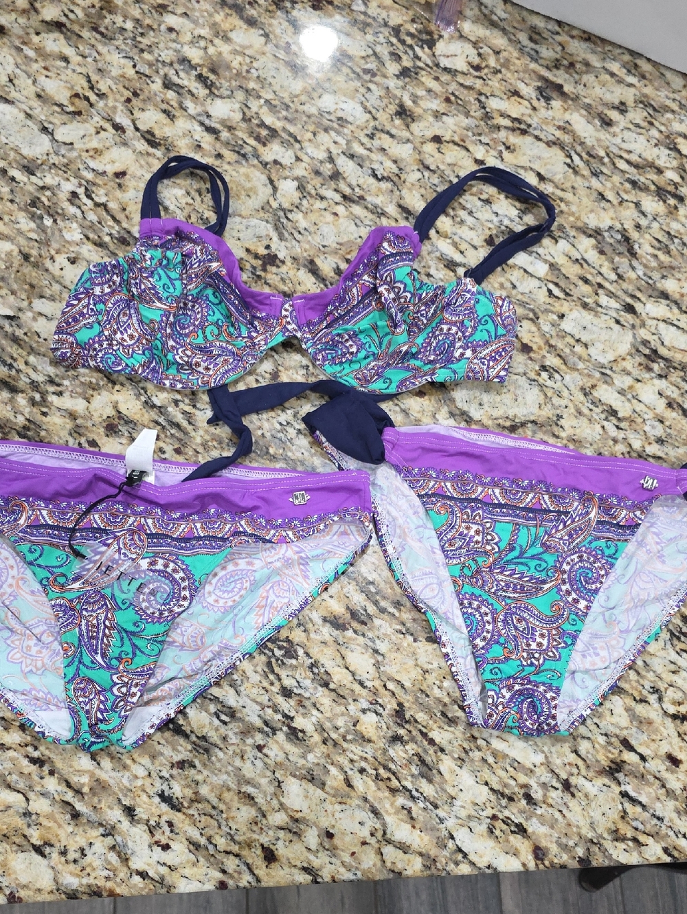 Purple & Teal Paisley Bikini Set